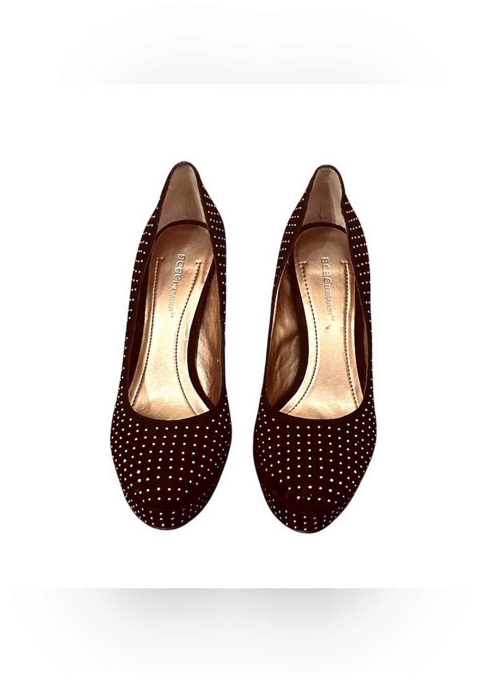 BCBGeneration Black Studded Round-Toe Pumps